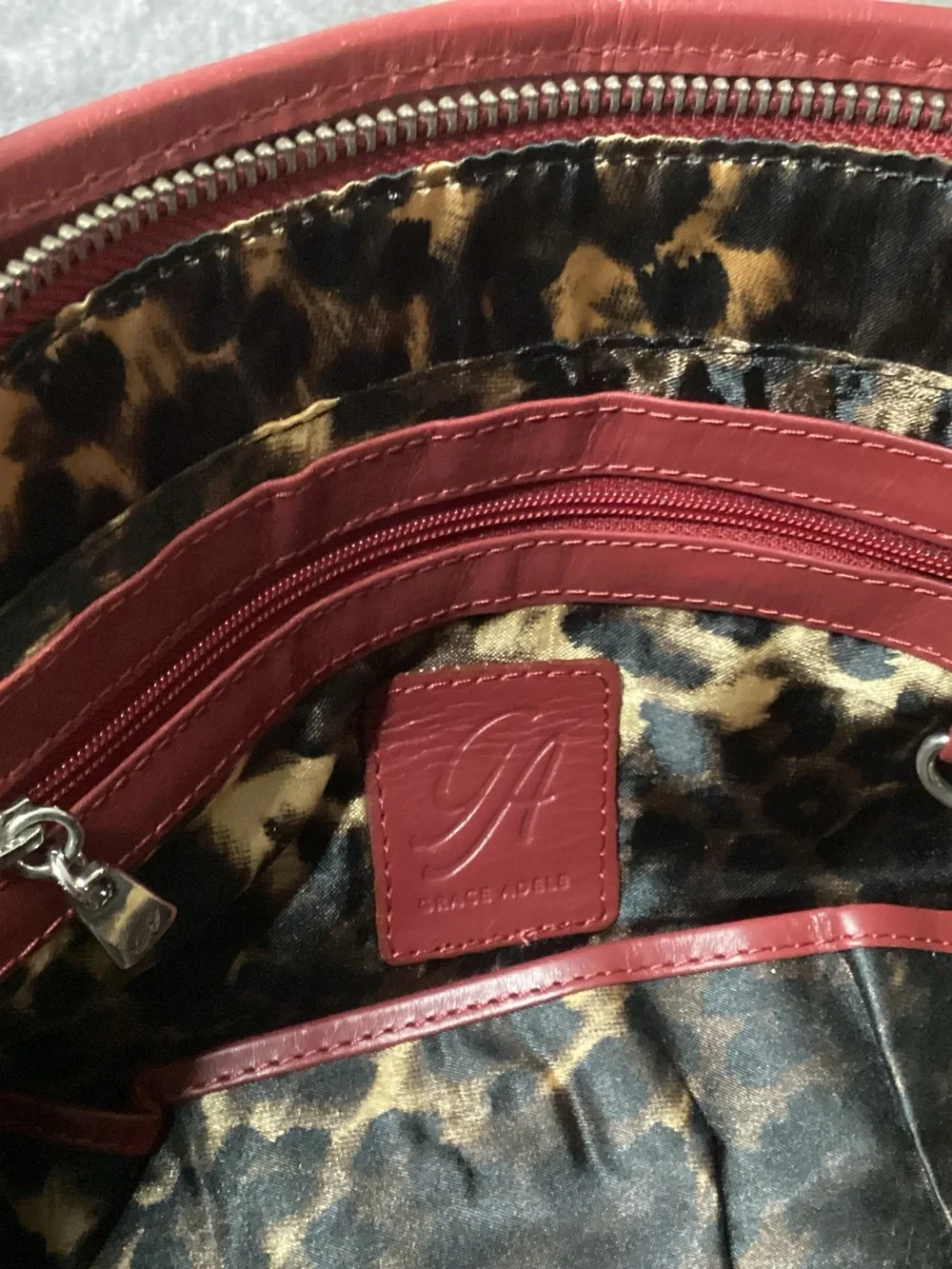 Red Leather Tote and Wallet Set - Women's Handbag